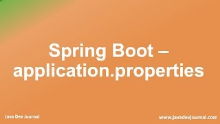 what is application.properties file in Spring Boot