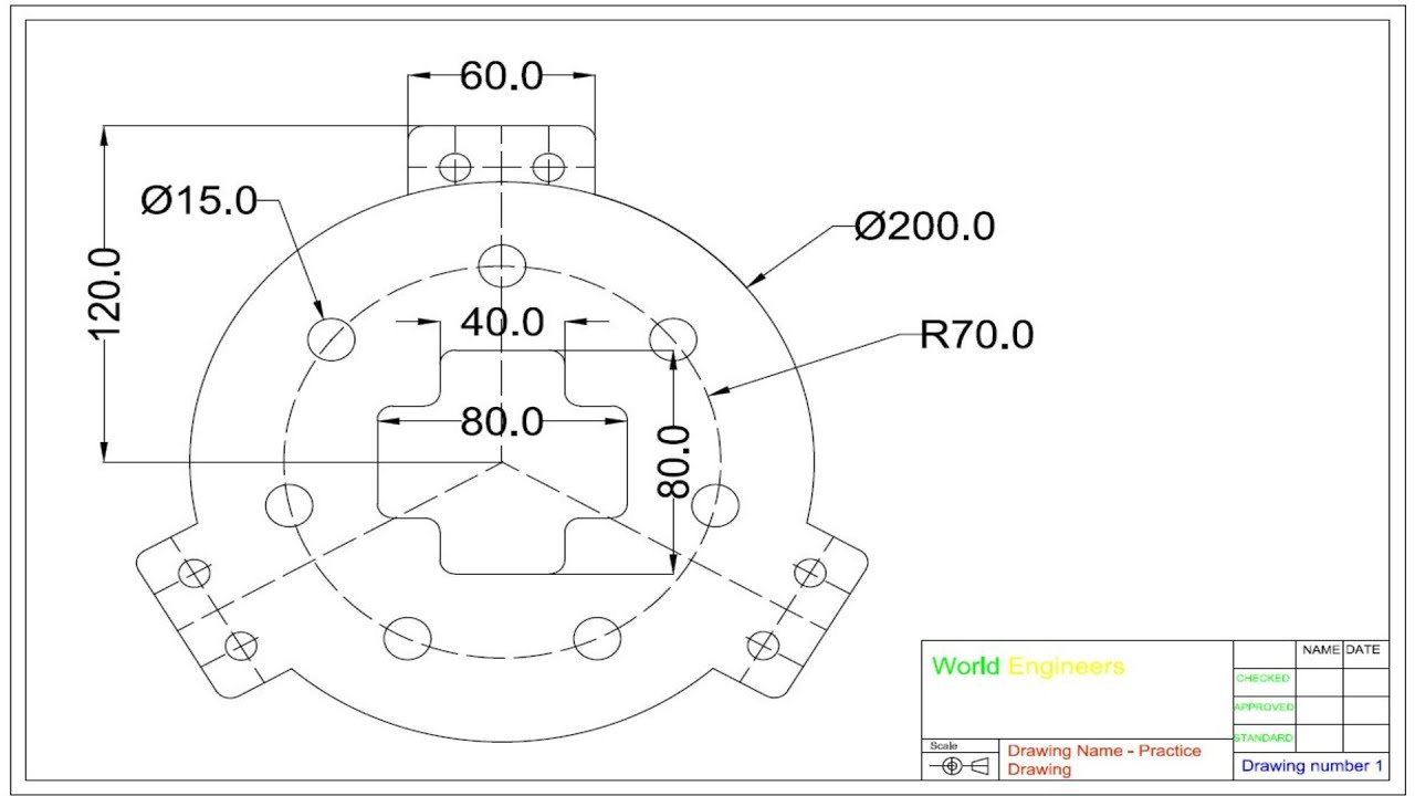 2D AutoCAD practice drawing & Create PDF #1