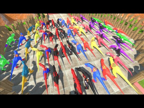ALL COLOR DINOSAUR T-REX DEATH FALL - Animal Revolt Battle Simulator