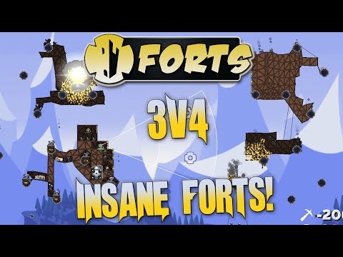 Forts Multiplayer 3v4 Gameplay Debris Field, Insanity!