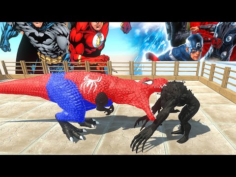 Dark Scourge & Spiderman T-REX Death Climb - 🦖 Animal Revolt Battle Simulator 🦕