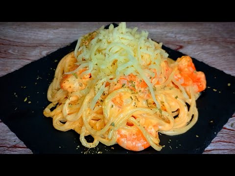 Pasta cremosa con langostinos (falsa carbonara de camarones 🍤)