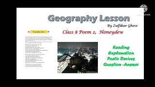 Geography Lesson class 8 poem 2 Honeydew, English explanation