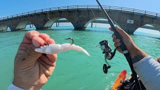 UNCUT Florida Keys Kayak Fishing 7 Mile Bridge | Testing New Shrimp Lures For Snapper & More!