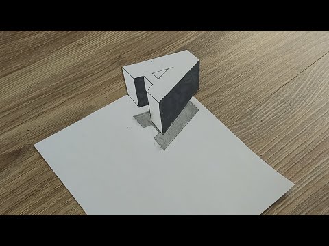 Very Easy !! How To Drawing 3D Floating Letter /A/ 2 - Anamorphic Illusion - 3D Trick Art on paper