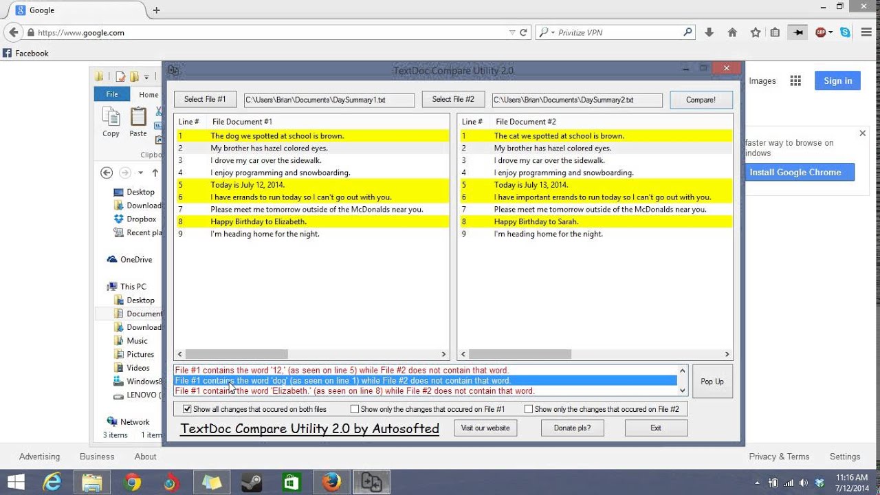 Free Text Comparing Tool by Autosofted