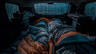 10 Hours ⚡️ Rain Sound On Window Car with Thun