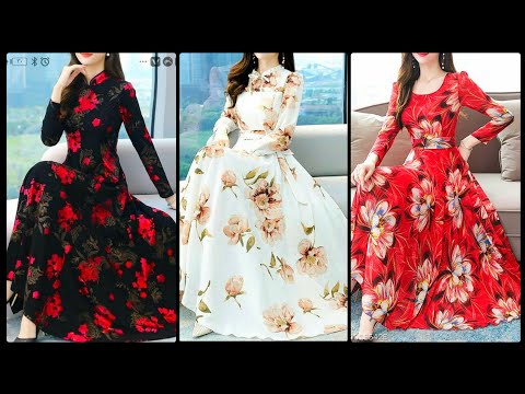 Sleek and Ethical new casual wear floral print A-line Skater dress 2023-2024