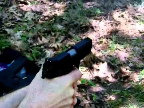 Slow Motion Close Up Shooting the New Ruger SR-22 Pistol