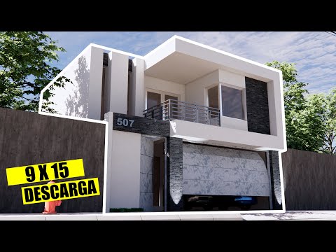 PLANO DE CASA DE 9 X 15 / HOUSE PLANS 9 X 15 / RUMAH 9 X 15 / SOBRADO 9 X 15