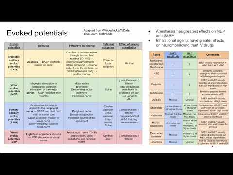 Evoked potentials in surgical neuromonitoring and effects of anesthesia