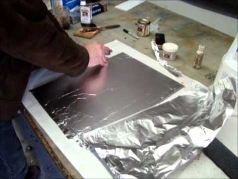 sealing back of gilded glass sign panels.wmv