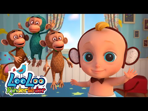 Fünf Kleine Äffchen - Kinderreime | Kinderlieder zum Mitsingen | Sing Kinderlieder LooLoo