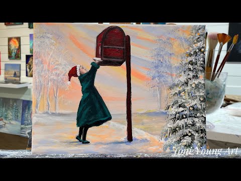 How To Paint MAILING A LETTER TO SANTA ~ acrylic painting tutorial