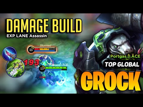 DAMAGE BUILD EXP! Grock Best Build 2023 [ Top Global Grock Gameplay ] By Portgas.Ď.ÃCE - MLBB