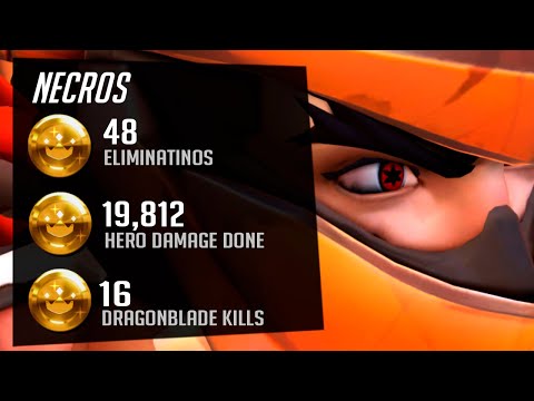 Necros Hard Carry Genji - 48 elims! [ Overwatch Season 30 Top 500 ]