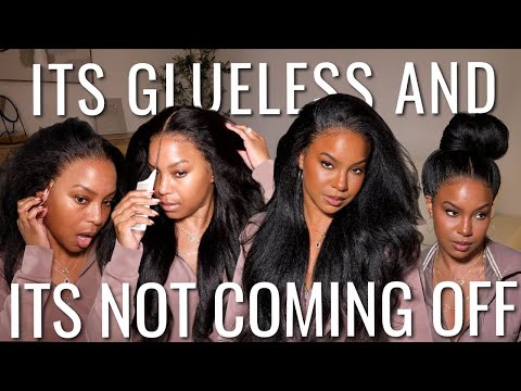 WHY CANT I REMOVE MY GLUELESS LACE FRONT WIG? NEW NATURAL WIG INSTALL FOR BEGINNERS FT UNICE