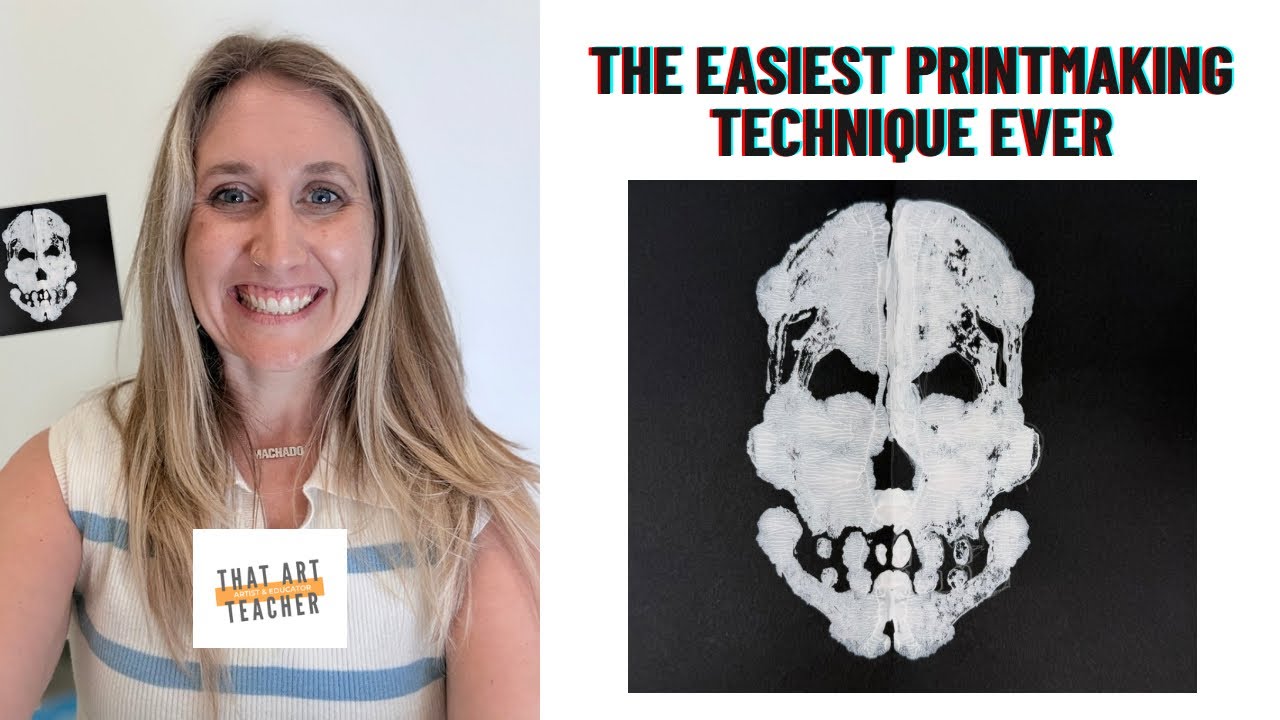The Easiest Printmaking Technique Ever | Symmetrical Skull and Deer Skull Prints for Art Class