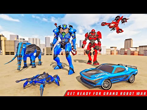 Spider Tank Robot transform  : Flying  Elephant robot car game : android gameplay