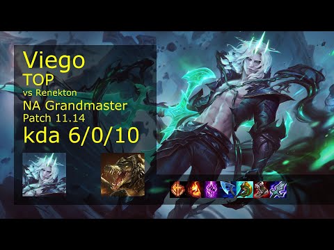 Viego vs Renekton Top - NA Grandmaster 6/0/10 Patch 11.14 Gameplay