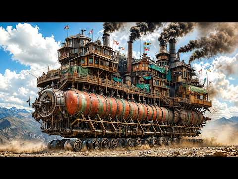 With the land in ruins, humans built cities on giant engines