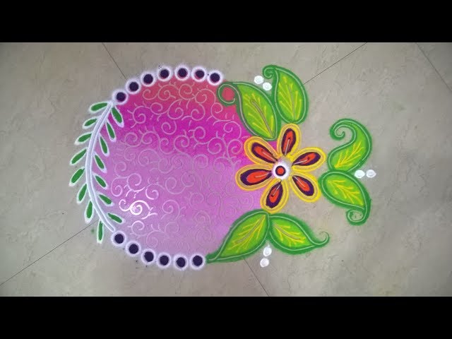 Beautiful and easy freehnd rangoli design by poonam hedau - video 2
