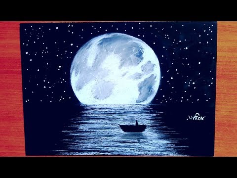 Black And White Moon Drawing | How To Draw The Moon