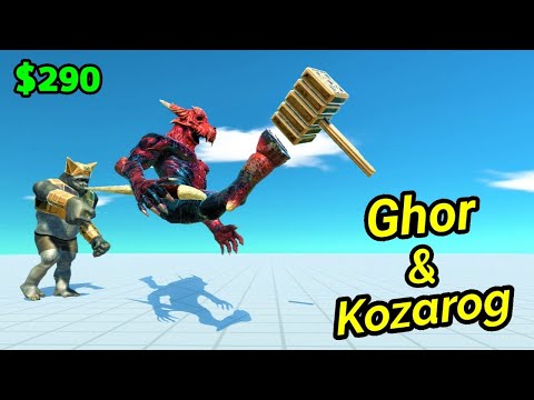 Tag team Kozarog and Ghor vs random team same price Animal Revolt Battle Simulator
