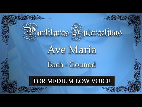 Ave Maria KARAOKE FOR MEDIUM LOW VOICE - Bach/Gounod - Key: D Major