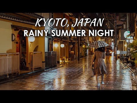 Kyoto Summer Night Walk in Heavy Rain 🌧️ | Peaceful Japan Ambience | 4K HDR ASMR