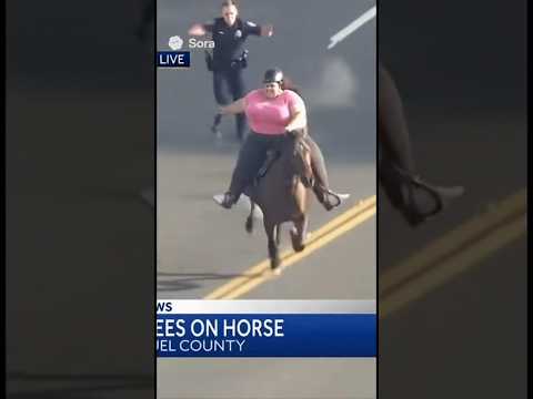 No way that horse is holding her💀🤣 #chase #viral #police  #sora