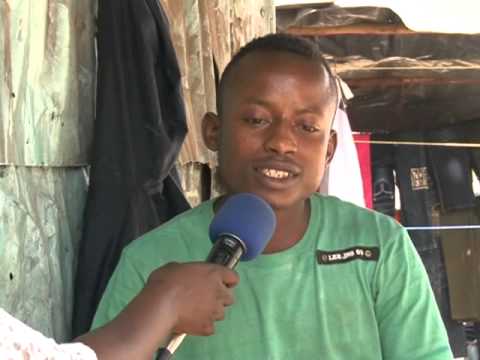 Richard Amos, resident of Mathare answering questions during Ghetto Radio's Serious Request.