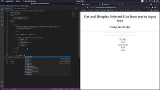 How to get and display selected list item to input Using JavaScript
