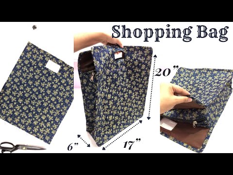Shopping bag with zipper/ Tote bag making with leftover fabric/ zip wala bag bnana btaye
