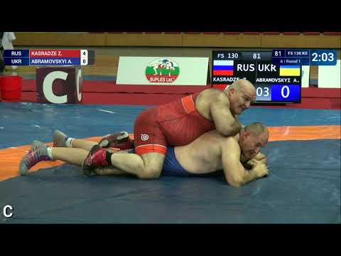 Round 1 FS - 130 kg: Z. KASRADZE (RUS) v. A. ABRAMOVSKYI (UKR)