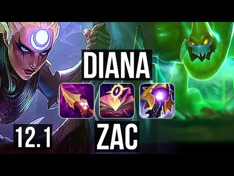 DIANA vs ZAC (JNG) | 2.5M mastery, Legendary, 19/4/7 | EUW Master | 12.1