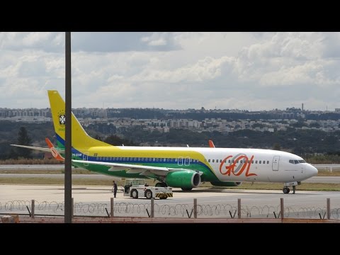 Tam Airbus A319/A320 Gol Boeing 737-700/800 Azul Embraer E195 Pushback, Taxi and Takeoff at Brasília Video
