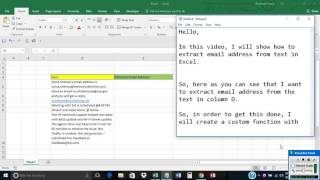 Extract email address from text in Excel