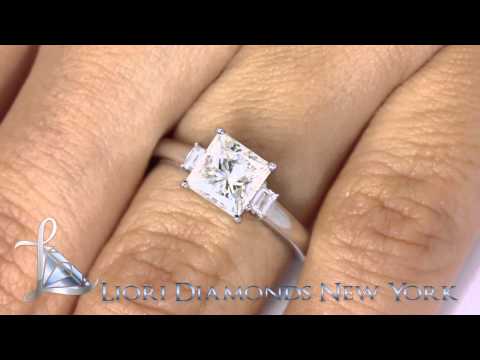 ER-0779 - 2.11 Carat F-I1 Certified Princess Cut Diamond Engagement Ring 14K White Gold