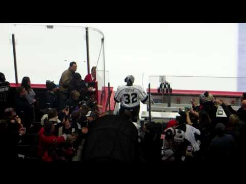 Kings arrive for their pre-game warm-up at the Kings @ Senators hockey game