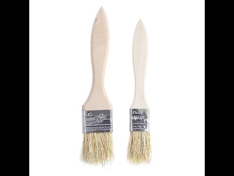 Wooden Handle Soft Boar Bristles Oil Brush Set For Baking, Barbecue BBQ Cooking / Set of 2