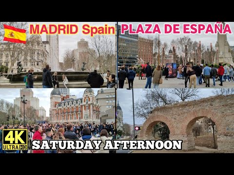 [4K] PLAZA DE ESPAÑA SATURDAY AFTERNOON | Madrid 🇪🇸 Spain WALKING TOUR - March 2022