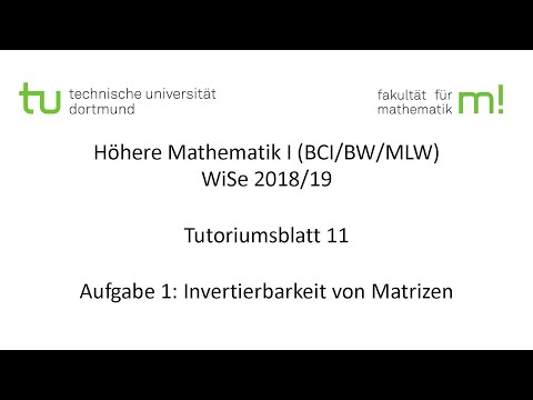 Invertibility of matrices -- TU Dortmund, Higher Mathematics I (BCI/BW/MLW), Winter Semester 2018...