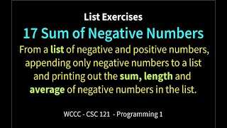 17 Sum of Negative Numbers (Python)