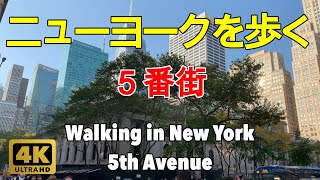 【4K】ニューヨークを歩く。５番街。３７丁目から５９丁目まで。ミッドタウン、マンハッタン。２０２１年１０月１５日撮影。Walking in New York. 5th Avenue.