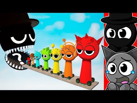 GIANT MR. BLACK vs SPRUNKI CARS!!!