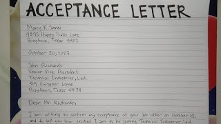 How To Write An Acceptance Letter Step by Step Guide | Writing Practices