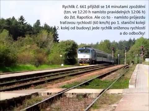 R 661 (s lok. 750.711) pozdržený 8 minut v Rapoticích a díky tomu včas jedoucí Os 4810, 20. 9. 2014