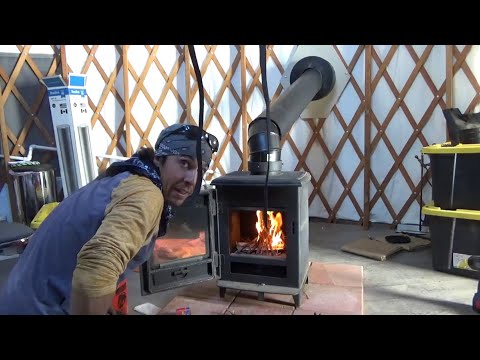 Yurt Life - Wood Burning Stove Chimney Install - Start To Finish To Fire! DIY