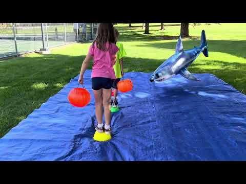 Shark Pond & T-Rex heads on Super Mario Obstacle Course